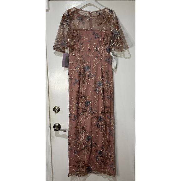 JS Collections Daphne Embroidered Flutter-Sleeve Gown Blush Multi Size 8 NWT - Picture 12 of 16